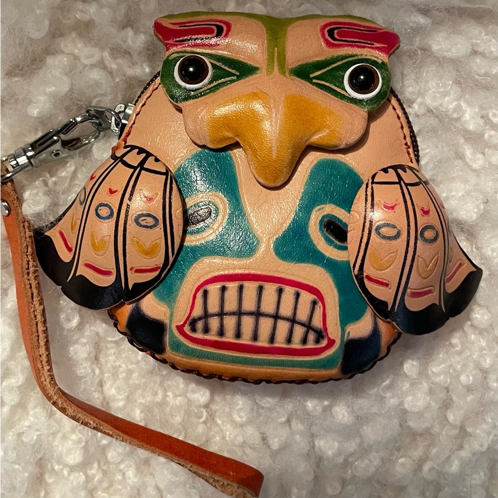 Aboriginal leather change wristlet